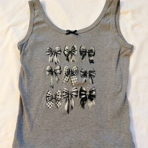 Grey Girls' Bow Print Tank Top